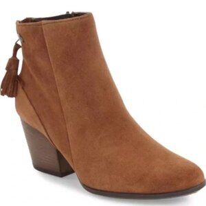 Paul Green Brown Chestnut Suede Jada Tassel Wooden Block Heel Ankle Boots 7.5